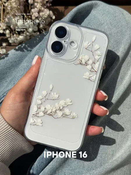 ПРИНТ КЕЙС Чехол на iphone 16 прозрачный с цветами