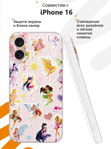 Мобилиус Чехол на iPhone 16 с принтом Коллаж