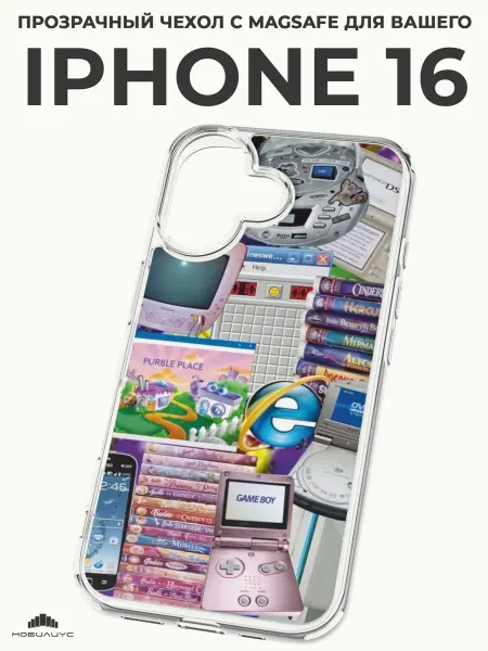 Мобилиус Чехол-бампер на iPhone 16 с принтом Коллаж