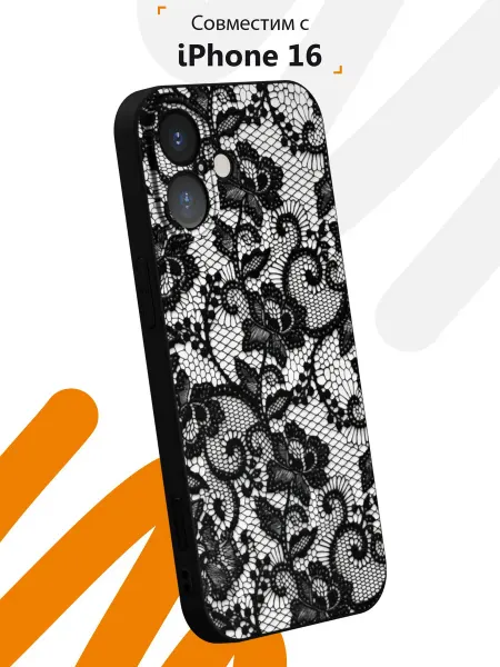 Мобилиус Чехол на iPhone 16 с принтом Кружево