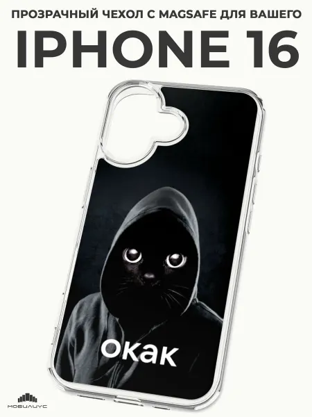 Мобилиус Чехол-бампер на iPhone 16 с принтом Окак