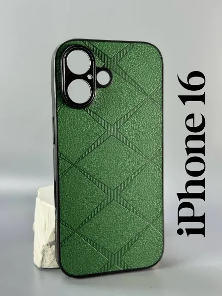 Чехол на iPhone 16, текстура зеленый