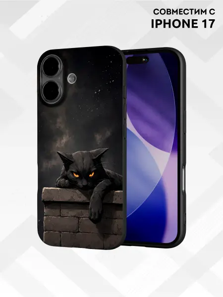 Vip Case Чехол на Apple iPhone 17 Черный Кот