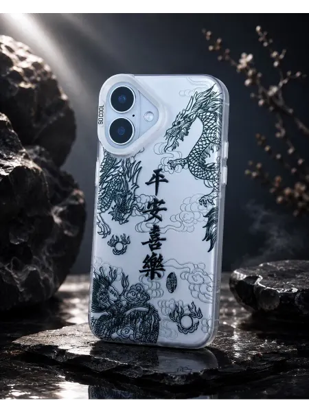 Liamoon Чехол для iPhone 17 с азиатским принтом Dragon Art