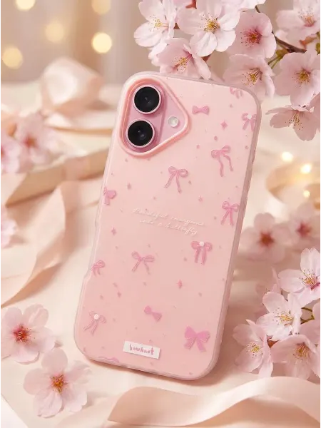 CaseLove Чехол на iPhone 17 розовый с принтом бантики