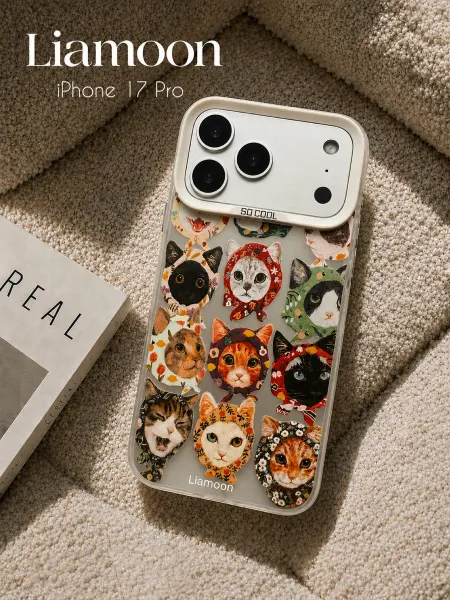 Liamoon Чехол на iPhone 17 Pro с принтом Котики