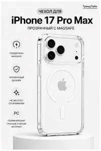 Чехол на Iphone 17 Pro Max с MagSafe и анимацией, прозрачный