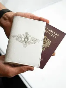Обложка на паспорт кожаная герб Танковых войс РФ