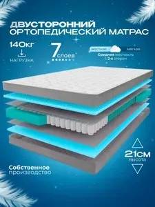 Ортопедический пружинный матрас VITAFLEX Anatomic K Sk 190х190 см, ппу, двусторонний, средней жесткости, в рулоне