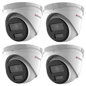 IP камера видеонаблюдения HiWatch IPC-T040M (2.8мм) Ecoline уличная 4Мп купольная IP-видеокамера с гибридной Smart-подсветкой и встроенным микрофоном Комплект 4 камеры