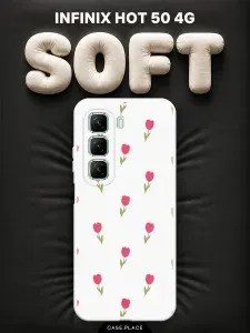 Чехол на Infinix Hot 50 4G Soft Touch с принтом "Паттерн из тюльпанов 2"