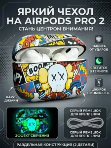 Чехол на AirPods Pro 2 с рисунком светящимся