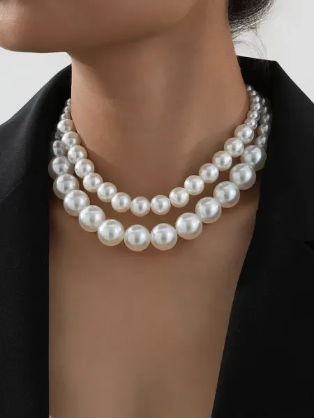 Luxe jewels Колье бусы жемчужные крупные 2 нити короткие