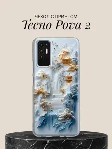 Чехол на Tecno Pova 2 с принтом Японский храм в горах