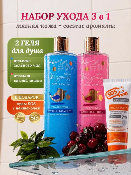 Белита Лимитированный косметический набор 2 геля для душа и бальзам…