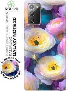 Силиконовый чехол на Samsung Galaxy Note 20 с принтом "Кружева из ранункулюсов"