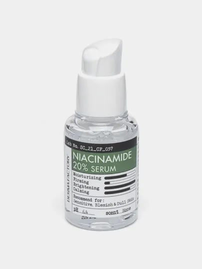 Успокаивающая сыворотка С 20% ниацинамидом Derma Factory Niacinamide 20% Serum, 30 мл