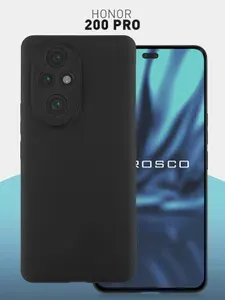 Чехол для Honor 200 Pro (Хонор 200 Про), тонкий с матовым покрытием и защитой модуля камер, черный ROSCO