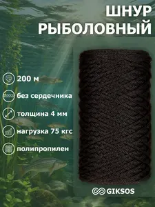 Шнур рыболовный 4 мм, 200м, цвет: черный