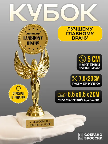 Сувенир Сувениров Кубок подарочный Лучшему главному врачу