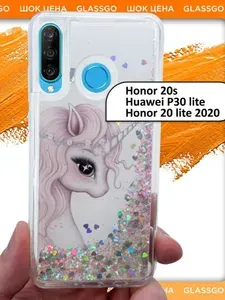 Чехол силиконовый переливашка с рисунком единорог на Huawei P30 Lite / Honor 20S / для Хуавей П30 лайт / Хонор 20S