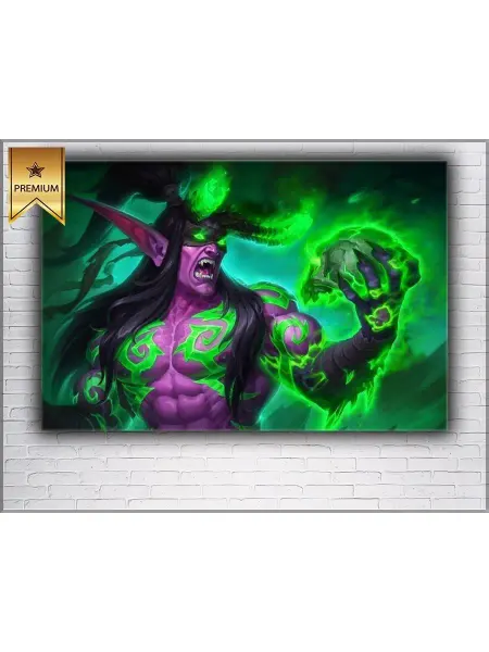 Classic Art Картина на холсте Иллидан Ярость Бури World of Warcraft 20х3