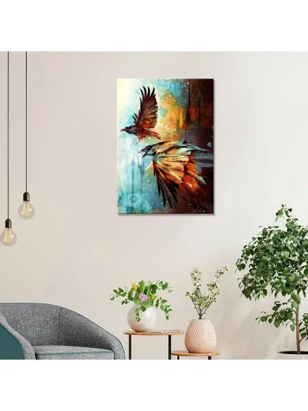 Classic Art Картина на холсте Две летящих птицы яркими красками 20х30