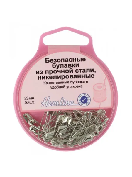 HEMLINE Булавки английские в пластиковом контейнере 23 мм никель 4