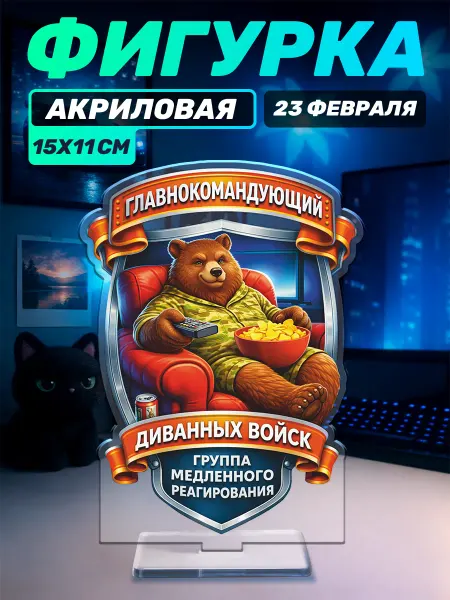 Наклейки за Копейки Акриловая фигурка на стол 23 февраля диванные войска