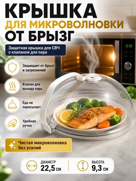 Луна_лу2 крышка для микроволновки 23 ручной с клапаном пластиковая