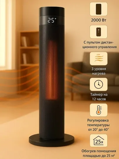 AVALON Обогреватель напольный, электрический, AVL-CH-805B, 2kВт, 5 скоростей, бесшумный, 25 кв.м
