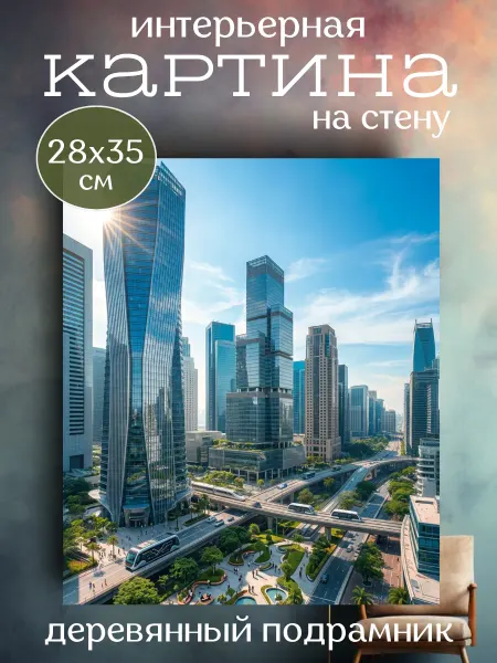 Интерьерный штрих Картина на холсте «Динамика мегаполиса» 28х35 см