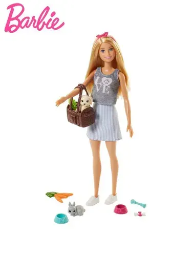 Кукла Barbie Питомцы блондинка, 29 см, FPR48
