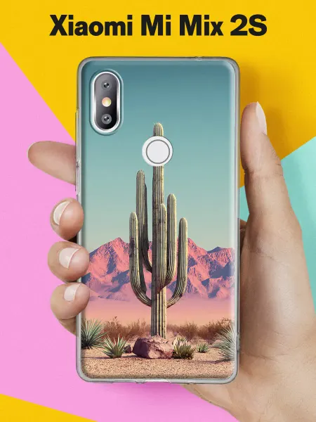 Xiaomi Чехол на Mi Mix 2S с принтом Кактус в розовой пустыне