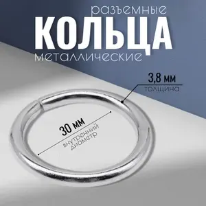 Кольцо разъемное 30 мм для сумок, одежды, рукоделия, толщина 3,8 мм, серебряное, 50 шт