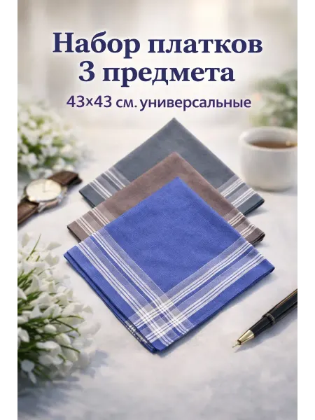 Pastel_lux Набор платков 3 предмета 43х43 см. универсальные