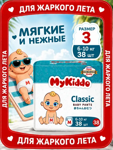 MyKiddo Подгузники трусики 3 M Classic 6-10 кг 38 шт