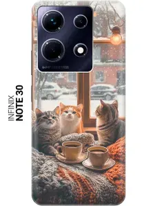 Силиконовый чехол на Infinix Note 30 с принтом "Котики на подоконнике"