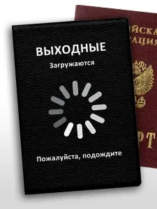 Обложка на паспорт с приколом мем Выходные загружаются