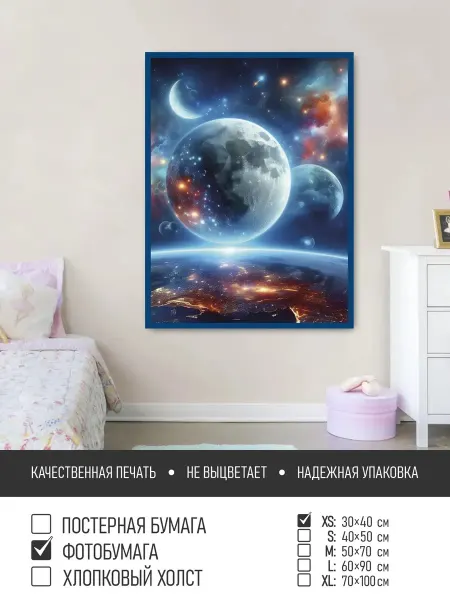 ПолиЦентр Постер на фотобумаге Планеты в космосе, 30х40 см