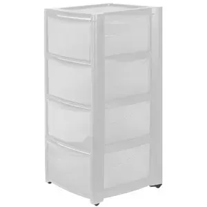 Комод на колесах, 4 ящика, 39x78.5x37 см, пластик, цвет прозрачный