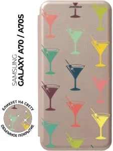 Чехол-книжка Vermouth на Samsung Galaxy A70 / A70s / Самсунг А70 / А70с с 3D эффектом золотой