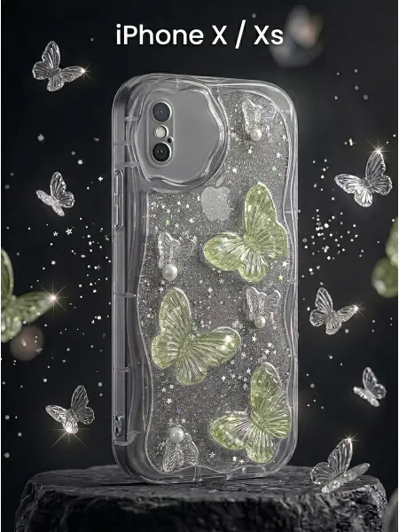 ЧЕХОЛБЕРИ Рельефный чехол с 3D бабочками на Apple iPhone X, iPhone Xs
