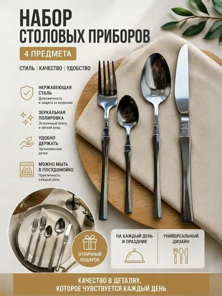 Набор столовых приборов 4 предмета