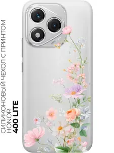 Силиконовый чехол на Honor 400 Lite с принтом "Поэма о полевых цветах" прозрачный