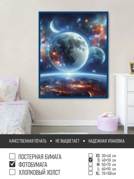 ПолиЦентр Постер на фотобумаге Планеты в космосе, 40х50 см