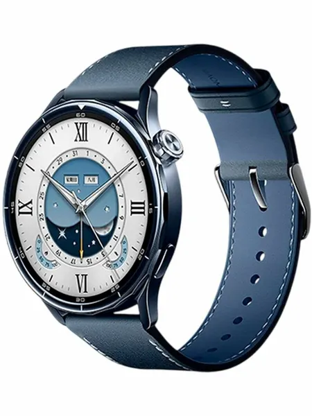 Часы смарт Xiaomi Watch S5, 46мм, AMOLED, влагозащита, кожаный ремешок, синий