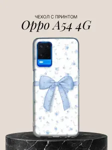 Чехол на Oppo A54 4G с принтом Голубой бант