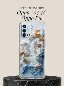 Чехол на Oppo A74 4G / Oppo F19 с принтом Японский храм в горах