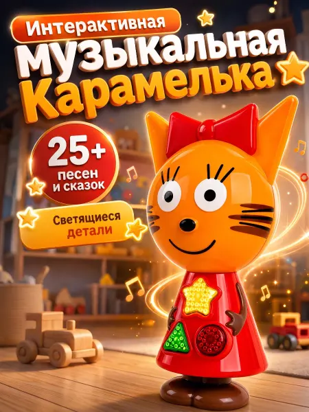 Умка Интерактивная игрушка кошка музыкальная говорящая Три кота
